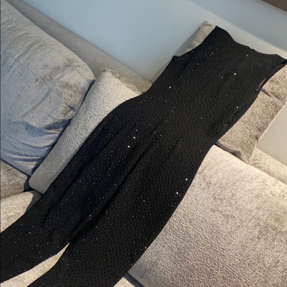 Banjul Black Sheer Rhinestone Accent Jumpsuit - Picture 3 of 7